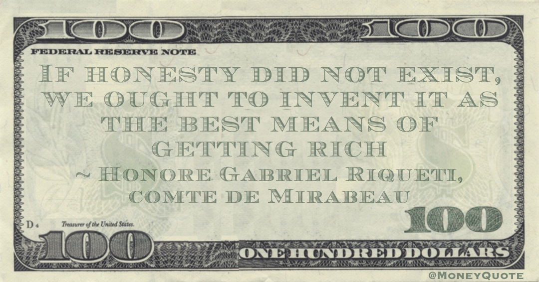 If honesty did not exist, we ought to invent it as the best means of getting rich Quote