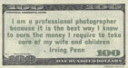 Irving Penn: Earn Money To Care