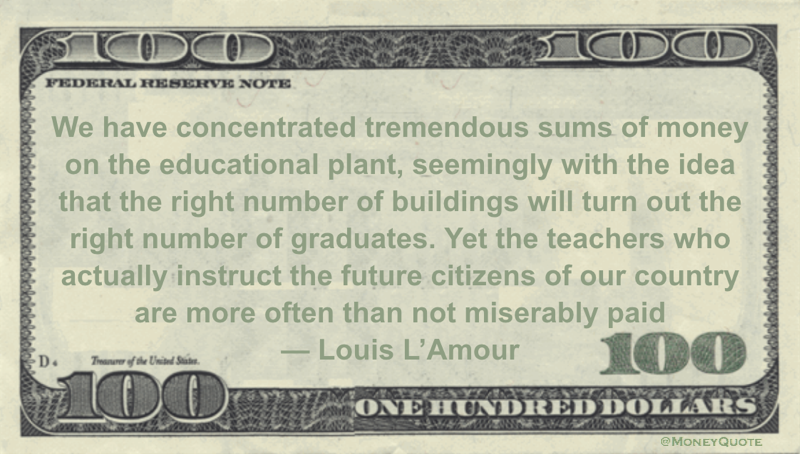 Teachers who instruct the future citizens of our country are miserably paid Quote