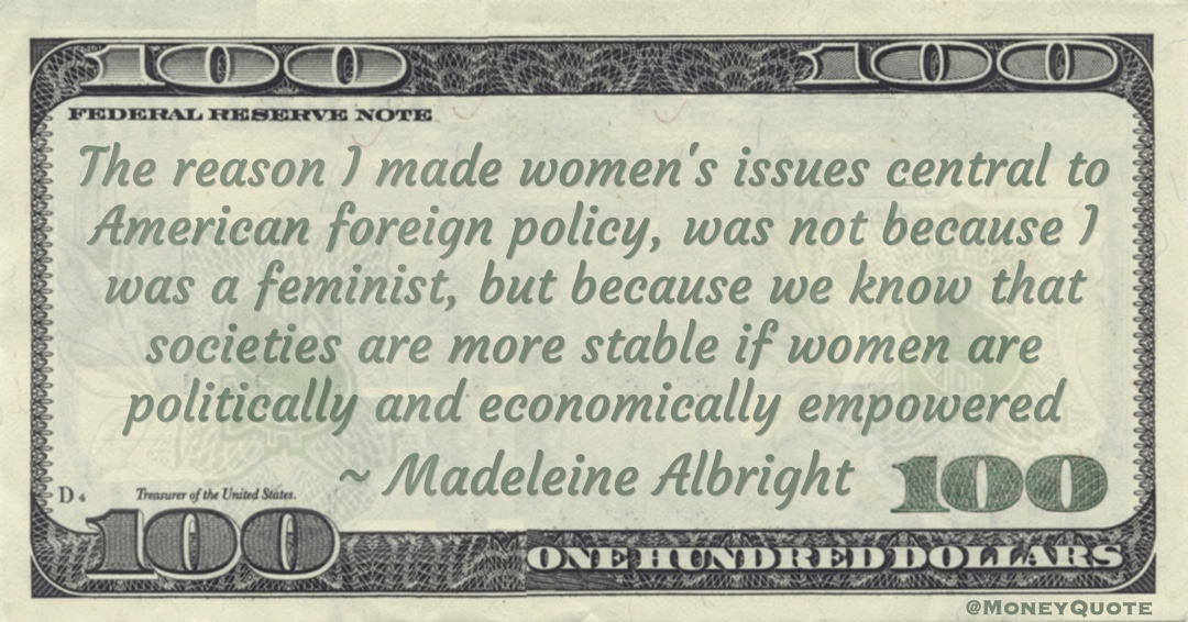 societies are more stable if women are politically and economically empowered Quote