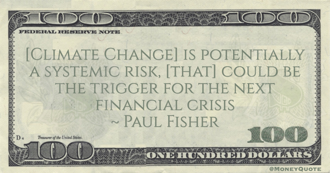 [Climate Change] is potentially a systemic risk, [that] could be the trigger for the next financial crisis Quote