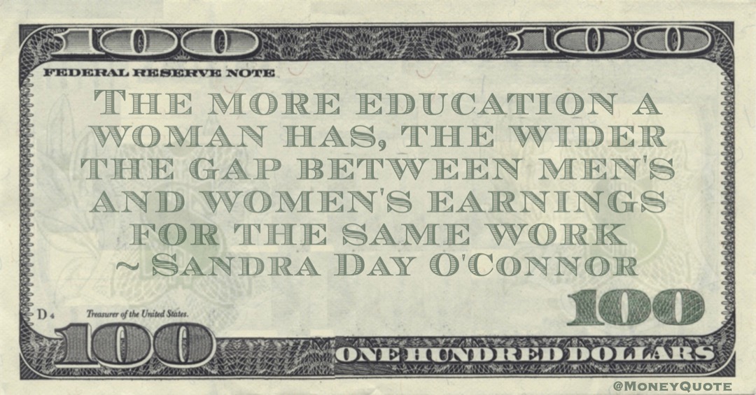 The more education a woman has, the wider the gap between men's and women's earnings for the same work Quote